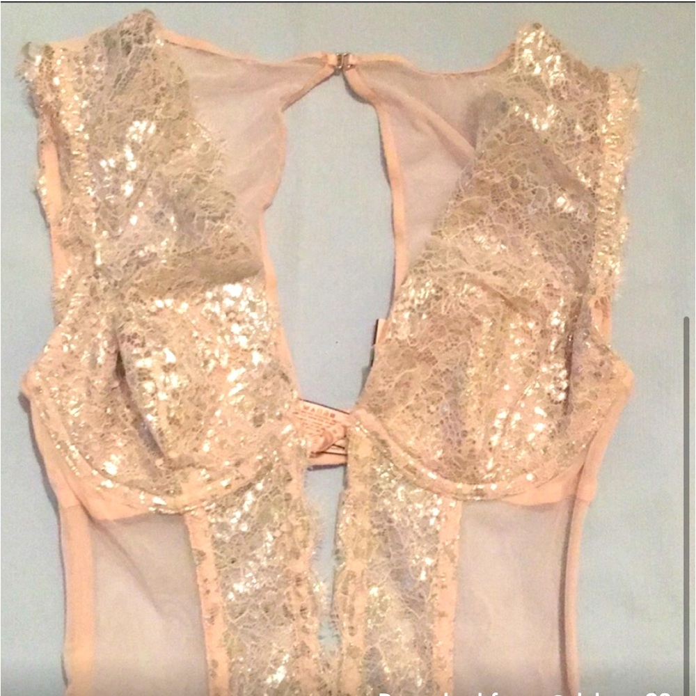 VS Corset Pink Sparkly Teddy Lingerie